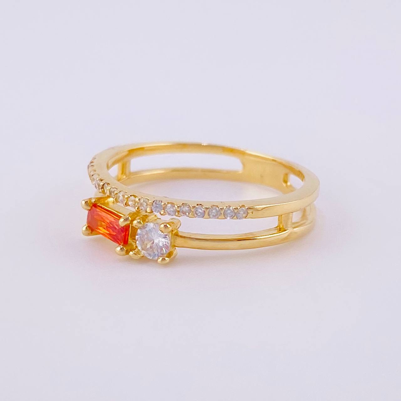 Anillo Doble Carril Atardecer 2.4g / T5 3/4 Oro Amarillo 18K