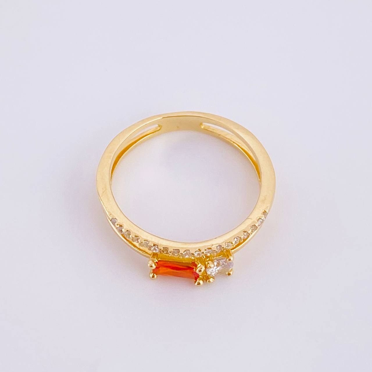 Anillo Doble Carril Atardecer 2.4g / T5 3/4 Oro Amarillo 18K