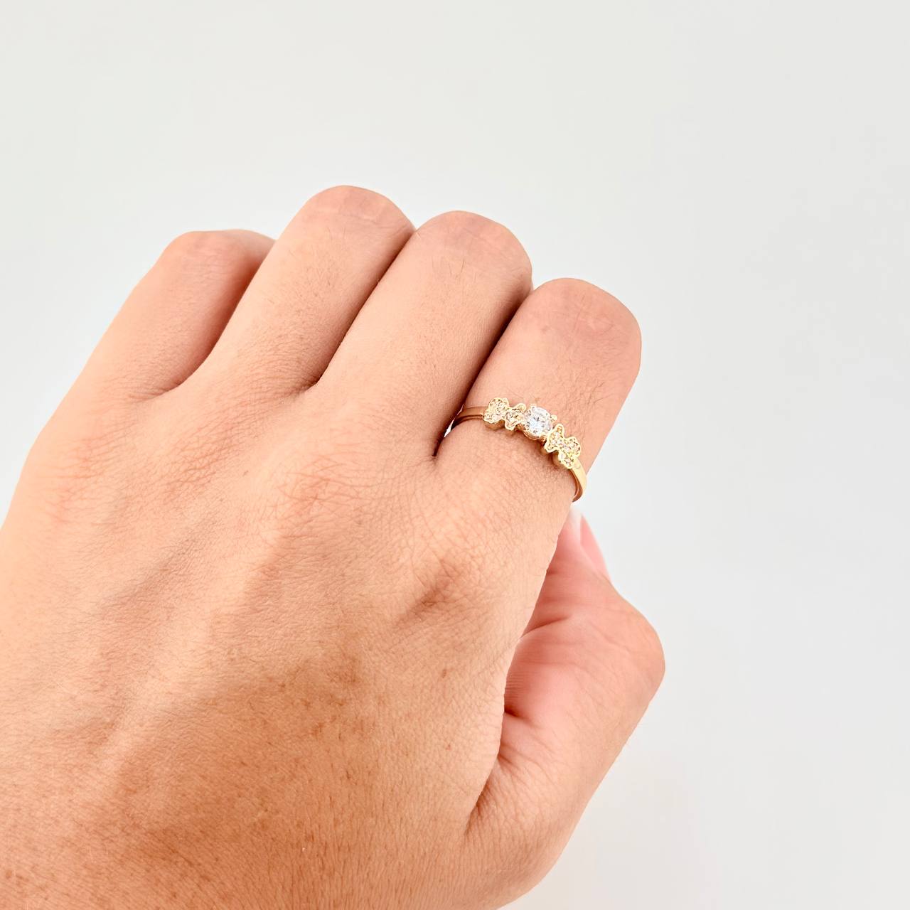 Solitaire Two Bears Ring 1.85g / T7 3/4 Yellow Gold 18K