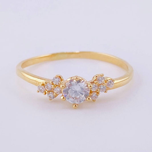 Anillo Solitario Floreado 1.5g / T7 1/4 Oro Amarillo 18K