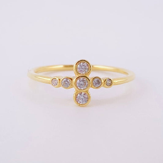 Bubble Cross Ring 1.6g / T6 Yellow Gold 18K