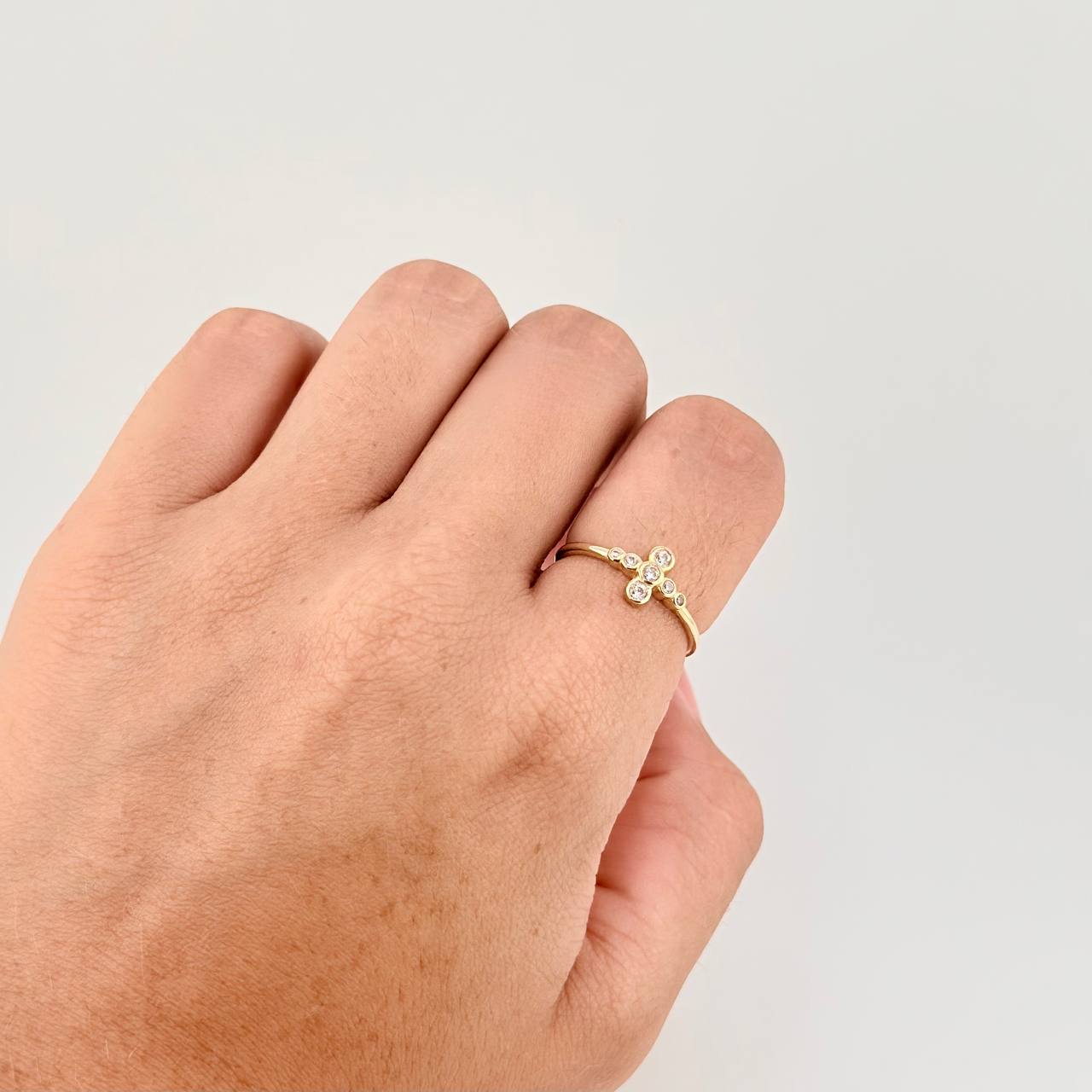 Anillo Cruz Burbujas 1.6g / T6 Oro Amarillo 18K