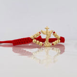 Pulsera Tejida Roja San Miguel Arcángel Oro Amarillo 18K