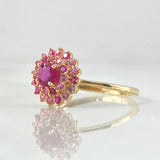 Anillo Solitario Flor Tupida 2.2gr / T6 1/2 / Oro 18K *