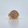 Anillo Signo Peso 10.25gr / T9 1/4 / Circones Blancos Dos Oros Amarillo Blanco 18K &