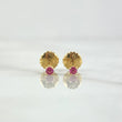 Stud Earrings Stone 0.8gr / 3mm Ruby 9 Pts 18K Yellow Gold (Jewel) *