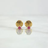 Stud Earrings Stone 0.8gr / 3mm Ruby 9 Pts 18K Yellow Gold (Jewel) *