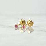Stud Earrings Stone 0.8gr / 3mm Ruby 9 Pts 18K Yellow Gold (Jewel) *