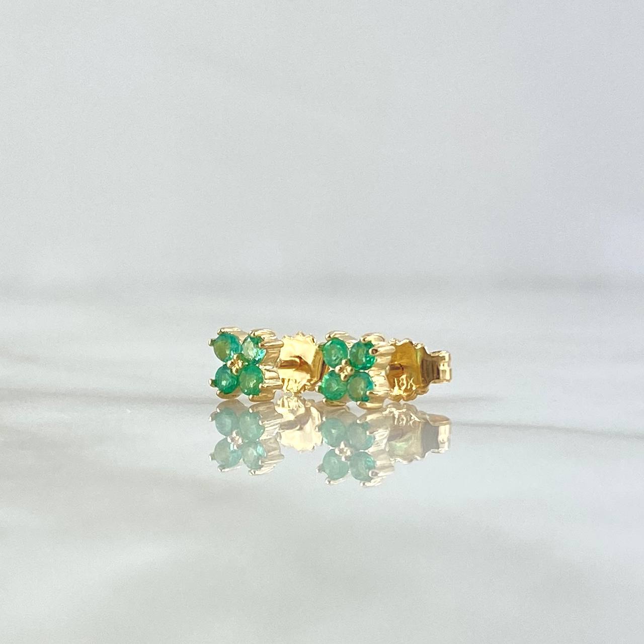 Topos Flor 1.25gr / 5mm Esmeraldas 26pts Broche Mariposa Oro Amarillo 18K (Joya) *
