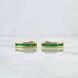 Stud Earrings Curved Track 2.9gr / 1.5cm / Emeralds 46pts Lobster Claw 18K Yellow Gold Butterfly (Jewel) *