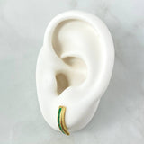 Stud Earrings Curved Track 2.9gr / 1.5cm / Emeralds 46pts Lobster Claw 18K Yellow Gold Butterfly (Jewel) *