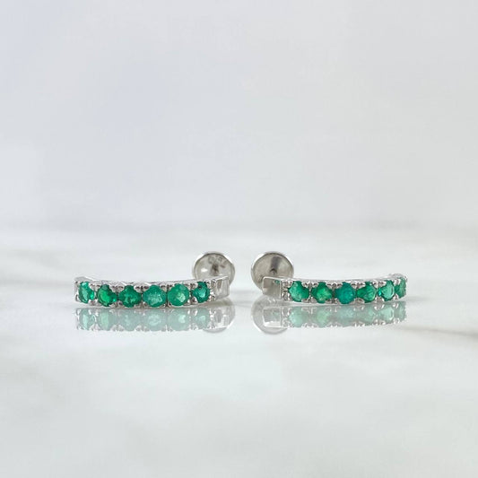 Topos Curvos 2.05gr / 1.8cm / Esmeraldas 80pts Oro Blanco 18K (Joya) *