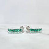 Topos Curvos 2.05gr / 1.8cm / Esmeraldas 80pts Oro Blanco 18K (Joya) *