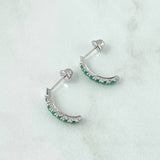 Topos Curvos 2.05gr / 1.8cm / Esmeraldas 80pts Oro Blanco 18K (Joya) *