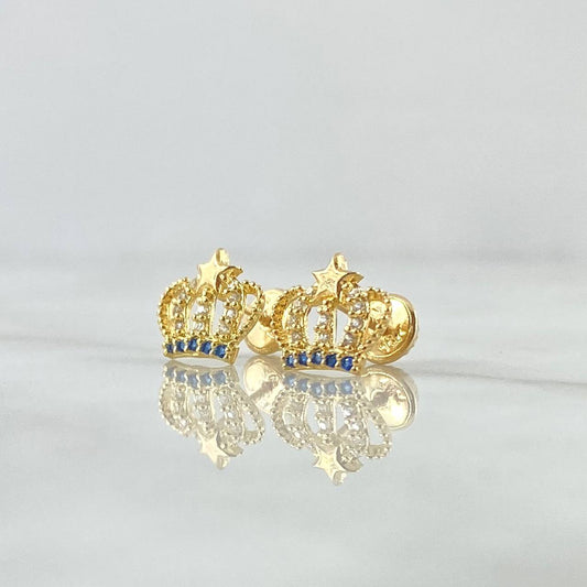 Topos Corona Estrella 1.5gr / 9mm / Circones Blancos Azules Oro Amarillo 18K