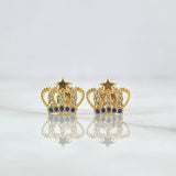 Topos Corona Estrella 1.55gr / 9mm / Circones Blancos Azules Oro Amarillo 18K