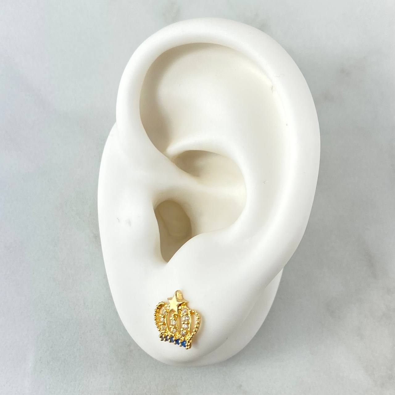 Topos Corona Estrella 1.5gr / 9mm / Circones Blancos Azules Oro Amarillo 18K