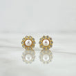 Topos Halo Flor Perla 1.1gr / 6mm / Circones Blancos Oro Amarillo 18K