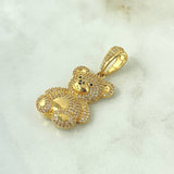 Dije Oso Ojos Negros 8.2gr / 4cm-Circones Blancos Oro Amarillo 18K