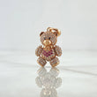 Pendant Bow Tie Bear Heart 4.35gr / 2.6cm-White Fuchsia Zircons Black Eyes 18K Rose Gold