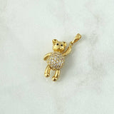 Pendant Bear Hand Up 4.35gr / 2.6cm-Articulated White Zircons Smooth 18K Yellow Gold