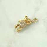 Pendant Bear Hand Up 4.35gr / 2.6cm-Articulated White Zircons Smooth 18K Yellow Gold