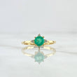 Solitaire Ring Cardinal Star 2.1gr / Size 6 1/2 / Emerald 50pts Diamonds 5pts 18K Yellow Gold (Jewelry) *