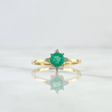 Solitaire Ring Cardinal Star 2.1gr / Size 6 1/2 / Emerald 50pts Diamonds 5pts 18K Yellow Gold (Jewelry) *
