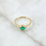Solitaire Ring Cardinal Star 2.1gr / Size 6 1/2 / Emerald 50pts Diamonds 5pts 18K Yellow Gold (Jewelry) *
