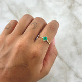Solitaire Ring Cardinal Star 2.1gr / Size 6 1/2 / Emerald 50pts Diamonds 5pts 18K Yellow Gold (Jewelry) *