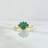 Ring Solitaire Peacock Tail 2.7gr / Size 6 1/2 / Emeralds 39pts 18K Yellow Gold (Jewel) *