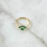 Ring Solitaire Peacock Tail 2.7gr / Size 6 1/2 / Emeralds 39pts 18K Yellow Gold (Jewel) *