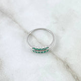 Double Line Branch Ring 2.5gr / Size 7 1/2 / Emeralds 37pts 18K White Gold (Jewel) *