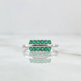 Double Line Branch Ring 2.5gr / Size 7 1/2 / Emeralds 37pts 18K White Gold (Jewel) *
