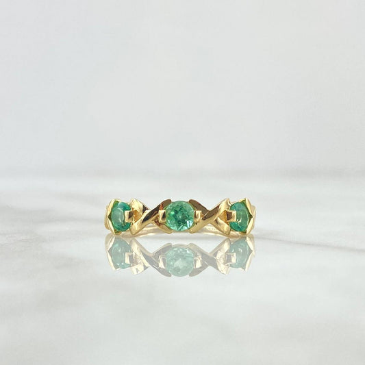 Trio Crossed Ring 2.15gr / Size 6 1/4 / Emeralds 78pts 18K Yellow Gold (Jewel) *