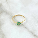 Seventh Flower Ring 1.3gr / Size 6 3/4 / Emeralds 14pts 18K Yellow Gold (Jewel) *