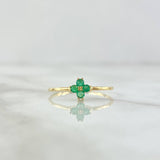 Floral Ring 0.9gr / Size 7 1/4 / Emeralds 13pts 18K Yellow Gold (Jewel) *