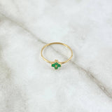 Floral Ring 0.9gr / Size 7 1/4 / Emeralds 13pts 18K Yellow Gold (Jewel) *
