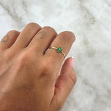 Floral Ring 0.9gr / Size 7 1/4 / Emeralds 13pts 18K Yellow Gold (Jewel) *