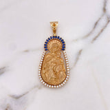 Dije Virgen Del Carmen 18.45gr / 5.5cm / Circones Blancos Azules Oro Amarillo 18K #