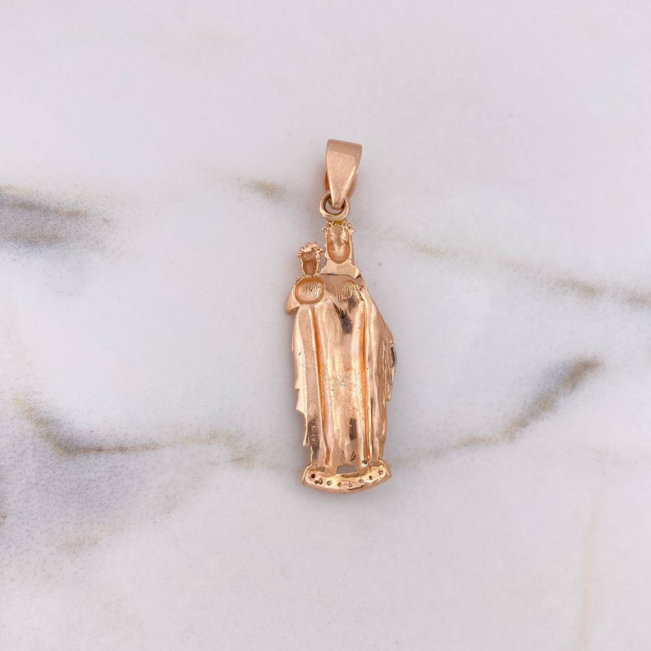 Pendant Virgin of Carmen 5.85gr / 4.3cm / White Zirconia Two-tone White and Rose Gold 18K #