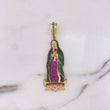 Dije Virgen Guadalupe 13.5gr / 6.4cm / Circones Verdes-Fucsias-Blanco Oro Amarillo 18K #