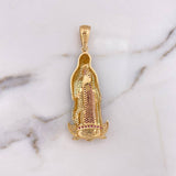 Dije Virgen Guadalupe 13.5gr / 6.4cm / Circones Verdes-Fucsias-Blanco Oro Amarillo 18K #
