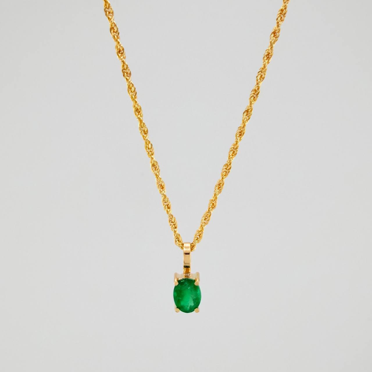 Set Bow+Oval Rough Emerald 1.3g / 19 3/4 in / 1.2mm 18K Yellow Gold &