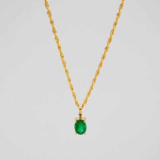 Set Lazo+Ovalo Esmeralda 1.3gr / 19 3/4 in / 1.2mm Oro Amarillo 18K &