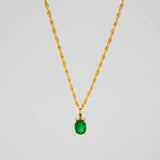 Set Bow+Oval Rough Emerald 1.3g / 19 3/4 in / 1.2mm 18K Yellow Gold &