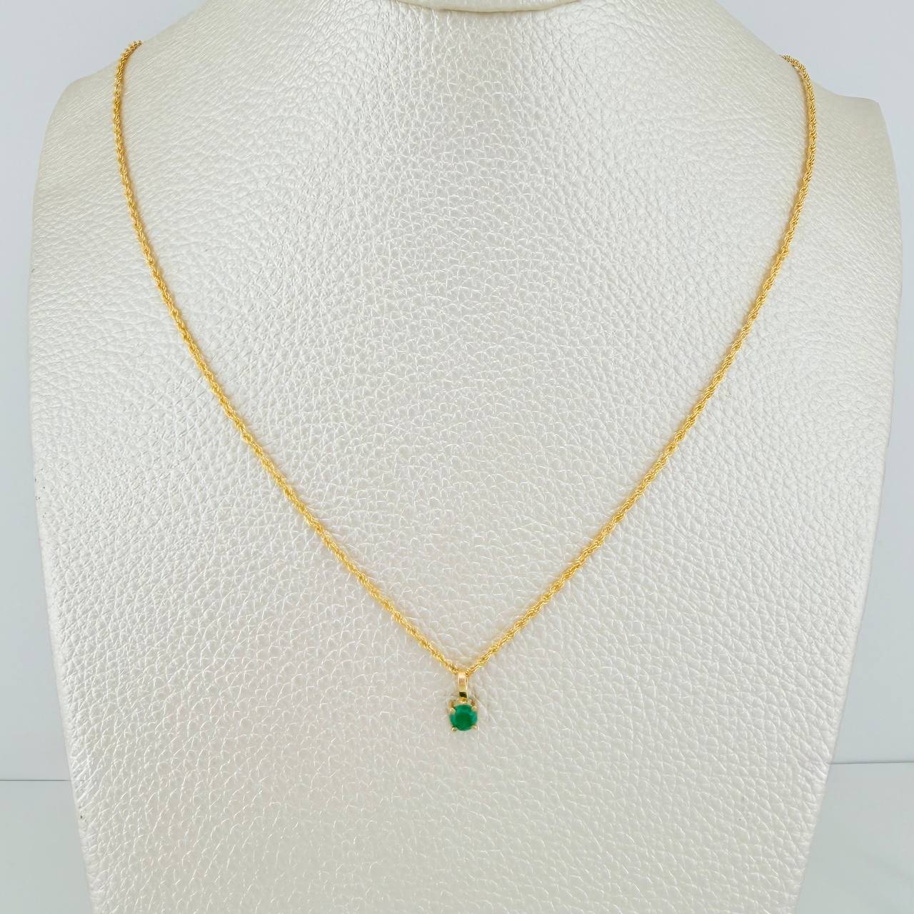 Set Bow+Round Rough Emerald 1.15g / 19 3/4 in / 1.2mm 18K Yellow Gold &