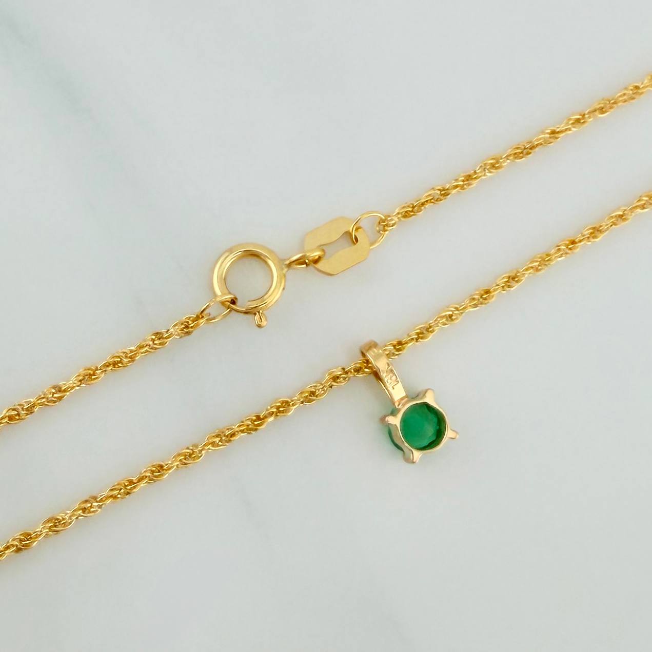 Set Bow+Round Rough Emerald 1.15g / 19 3/4 in / 1.2mm 18K Yellow Gold &