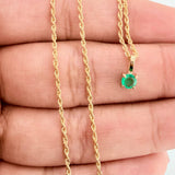 Set Bow+Round Rough Emerald 1.15g / 19 3/4 in / 1.2mm 18K Yellow Gold &
