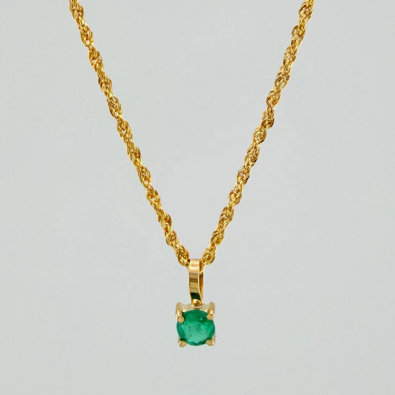 Set Bow+Round Rough Emerald 1.15g / 19 3/4 in / 1.2mm 18K Yellow Gold &